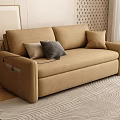 Beige Multi Seat Sofa With Throw Pillows On Light Colored Wall And Area Rug