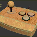Vintage Copper Game Controller With Golden Ball Joystick And Three Circular Buttons