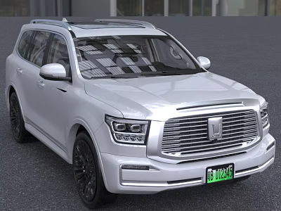 Silver SUV With Large Front Grille Green License Plate And Sleek Body Lines 3d model