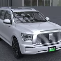 Silver SUV With Large Front Grille Green License Plate And Sleek Body Lines