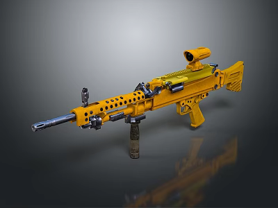 Yellow Sniper Rifle With Tactical Scope Barrel Grip And Stock Design Features 3d model