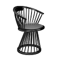 Modern Black Lounge Chair With Slatted Backrest And Swivel Base Design