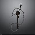 Medieval Spiked Chain Weapon With Coiled Metal Chain And Decorative Head