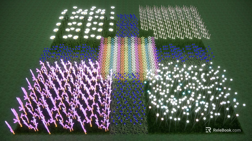 Vibrant Colorful Decorative Lights Arranged In Diverse Patterns For Outdoor Use 3d model 