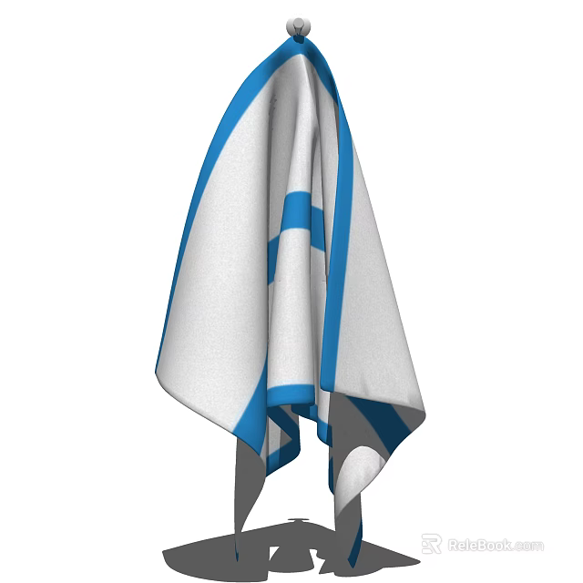 Blue and White Striped Towel with Stylish Pattern for Daily Use 3d model 