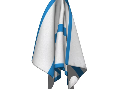 Blue and White Striped Towel with Stylish Pattern for Daily Use 3d model