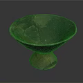 Handcrafted Green Bowl Shaped Sculpture With Carved Base And Smooth Surface