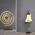 Abstract Floor Lamp With Humanoid Silhouette And Spiral Light Ring For Modern Decor