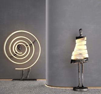 Post-modern special-shaped floor lamp figure sculpture floor lamp 3d model