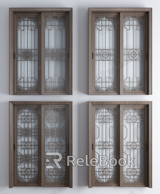 New Chinese style sliding door sliding door sliding door combination model