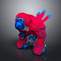 Red And Blue Plush Bird Stuffed Animal With Soft Fur Blue Beak Wings And Claws