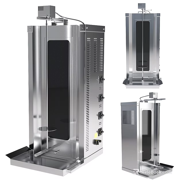 Durable Stainless Steel Vertical Electric Grill Commercial Kitchen Appliance With Removable Drip Tray 3d model 