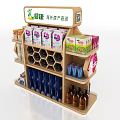 Gas Station Product Area Shelves with Various Daily Necessities and Household Items