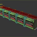 Electrical Switchgear Cabinets Multiple Gray Units With Red Lines Arranged In Row With Control Panels