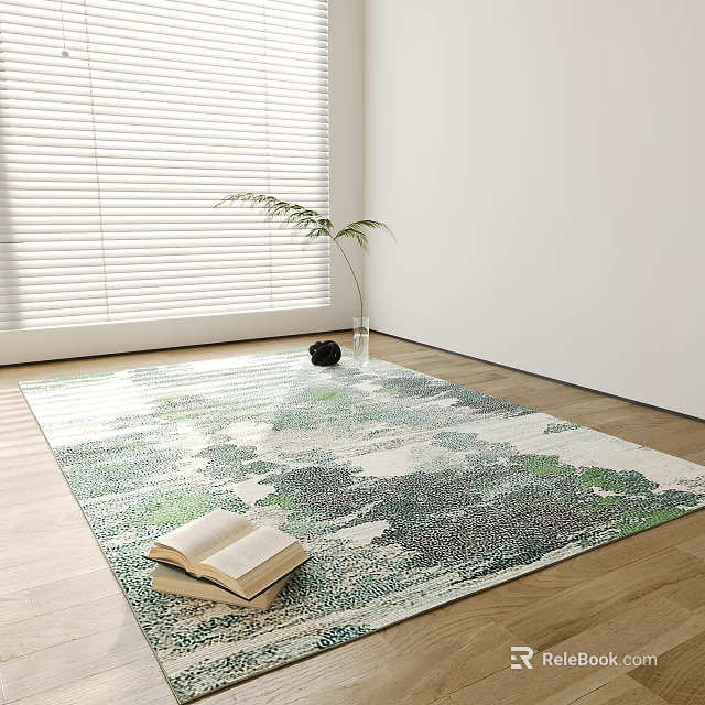 Square Area Rug in Minimalist Room With Decor Elements 3d model