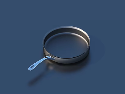 Durable Stainless Steel Frying Pan With Heat Resistant Handle For Home Cooking 3d model