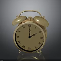 Golden Alarm Clock With Roman Numerals Dual Bells On Dark Background And Reflection