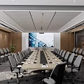Modern Conference Room Interior Design With Large Table Comfortable Chairs And Ceiling Lights