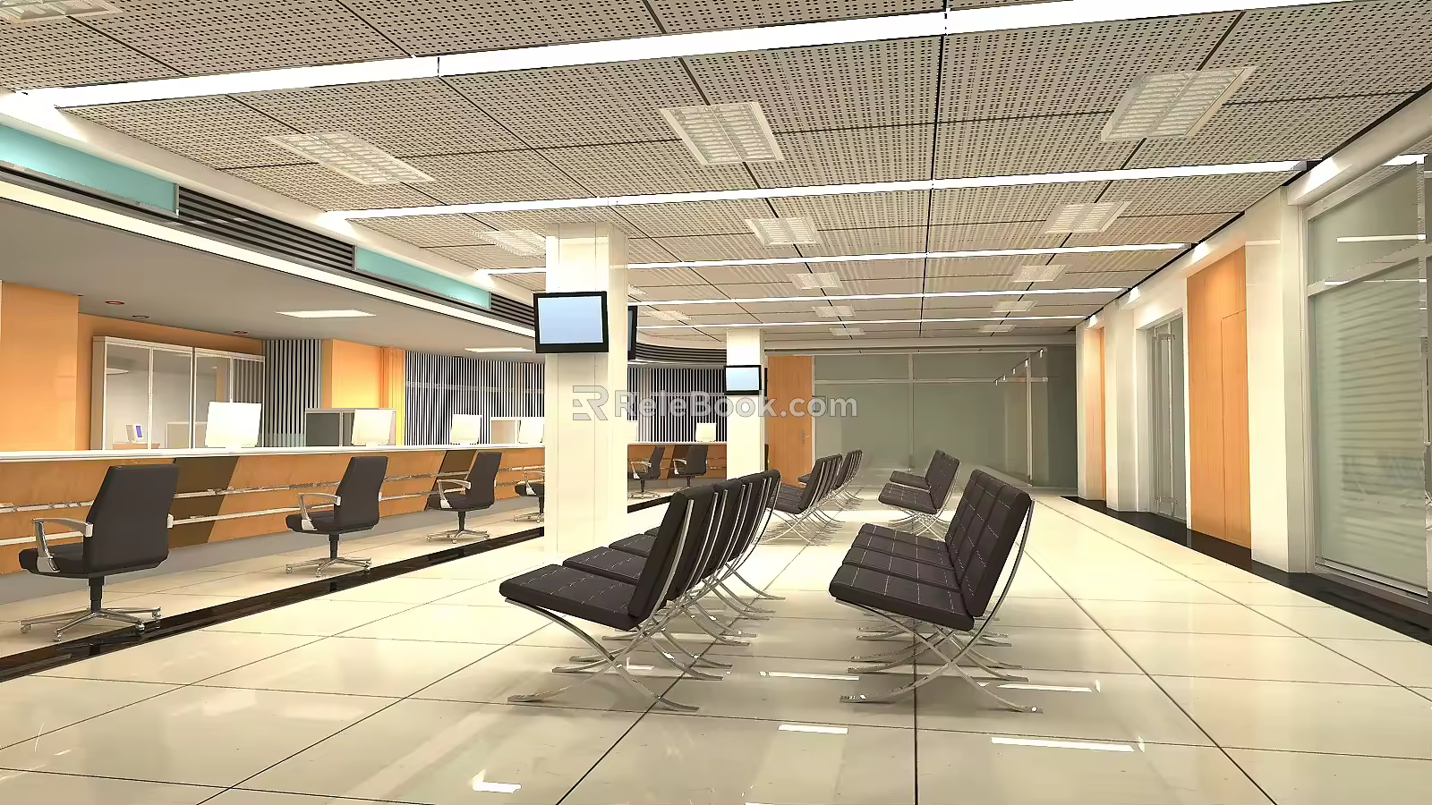 Modern Hall Public Service Area 3d model