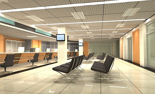 Modern Hall Public Service Area 3d model