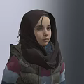 Game Movie Character Wearing Striped Hoodie Puffer Vest And Scarf With Jeans Boots