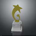 Golden Star Shaped Trophy With White Marble Base Decorative Award Equipment