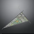 Architectural Plan Displayed On Triangular Flag With Green And White Design
