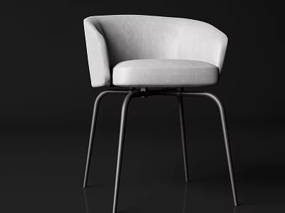 Modern Accent Chair With Curved Backrest Upholstered Seat And Black Metal Legs 3d model