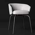 Modern Accent Chair With Curved Backrest Upholstered Seat And Black Metal Legs