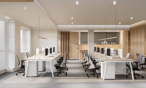 modern minimalist office public office space 3d model