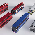 Various Colored Buses Including Double Decker And Coach Models On White Background
