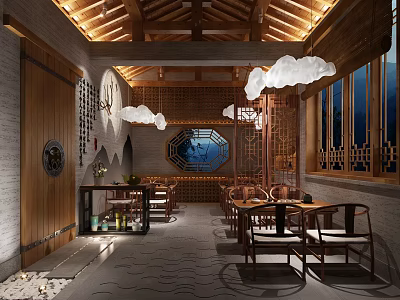 New Chinese Teahouse Tea Room 3d model