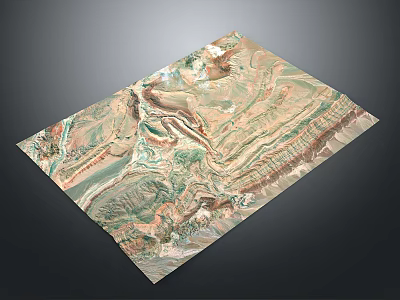 Detailed 3D Terrain Model With Mountain Valleys And Colorful Topographic Relief 3d model