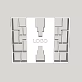 Modern White Display Cabinet Shelf With Central LOGO And Grid Design Reflective Surface
