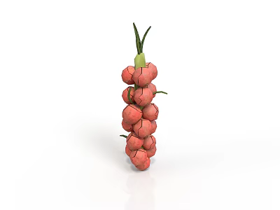 Vibrant Fresh Red Fruit Cluster With Green Leaves On White Background 3d model