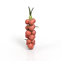 Vibrant Fresh Red Fruit Cluster With Green Leaves On White Background