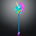 Colorful Unicorn Themed Decorative Furniture With Pink Mane Rainbow Horn Blue Pole And Pink Wheels
