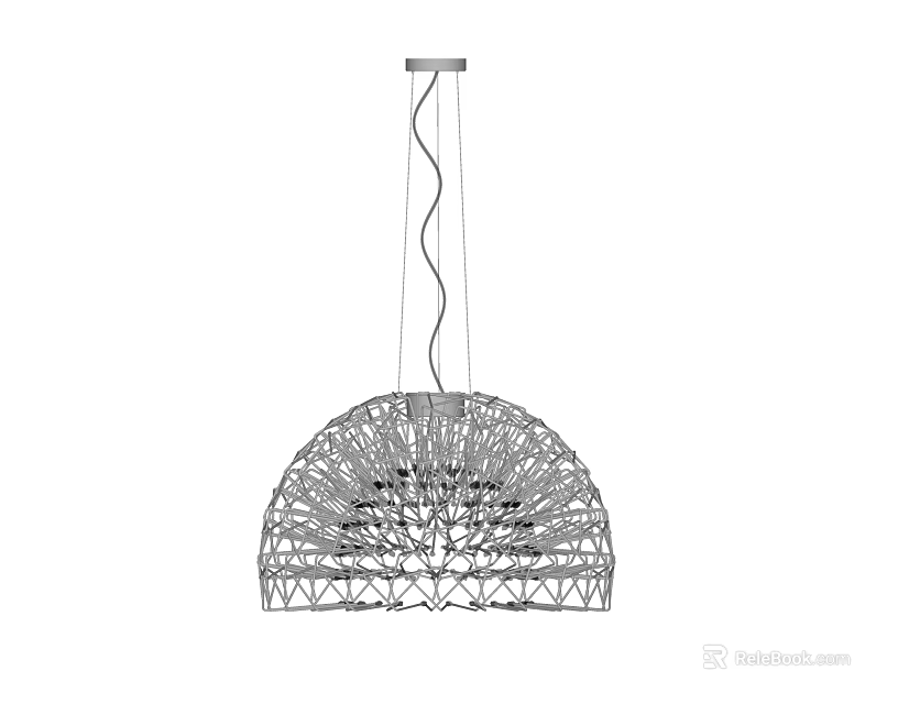 Unique Shaped Pendant Light With Geometric Mesh Metal Frame For Modern Interior 3d model 