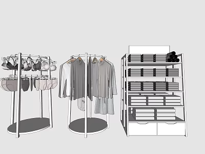 Round Clothing Racks With Hanging Shirts Coats Underwear And Multi Tiered Display Rack 3d model