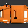 Orange Paper Model Taxi with TAXI Sign Red Seat and Glass Window on Reflective Surface