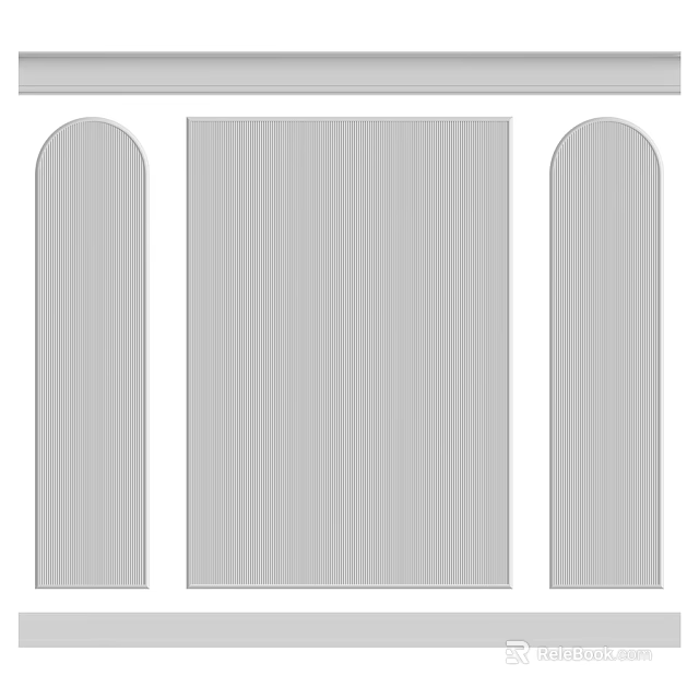 Architectural Building Components With Vertical Striped Rectangular Panel And Arched Sides 3d model 