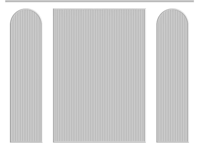 Architectural Building Components With Vertical Striped Rectangular Panel And Arched Sides 3d model