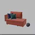 Orange And Gray Sectional Sofa With Blue Teal Pillows Modern Design 3d model