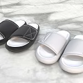 Black And White Indoor Slippers Comfortable Casual Open Toe Design Soft Sole For Home Wear