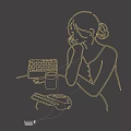Modern LED Lighting Combination With Female Silhouette Laptop Cup And Tray