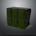 Green Equipment Storage Cabinets With Multiple Drawers On Gray Surface And Dark Background