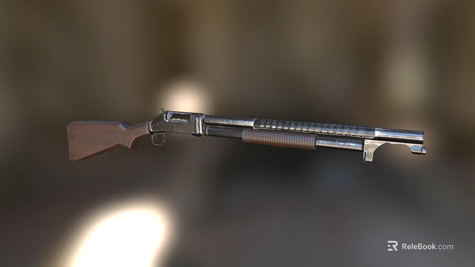 Classic Pump Action Shotgun With Wooden Stock And Metal Barrel Design 3d model 