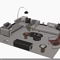 Modern Sofa And Coffee Table Set With Gray Pillows Area Rug And Accent Chair