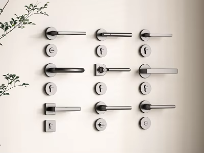 Modern Stylish Metal Door Handles With Various Creative Designs For Home Decor 3d model