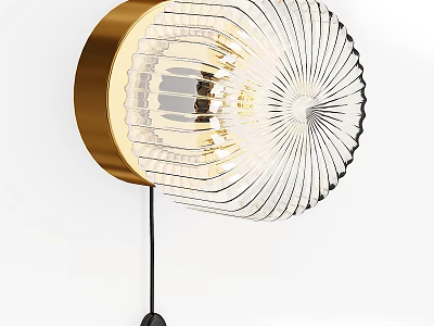 Modern Decorative Wall Lamp With Golden Base And Transparent Radial Stripe Glass Shade 3d model